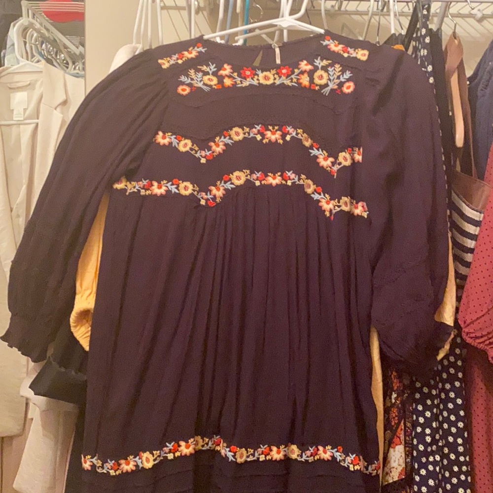 Free people baby doll dress embroidered XS